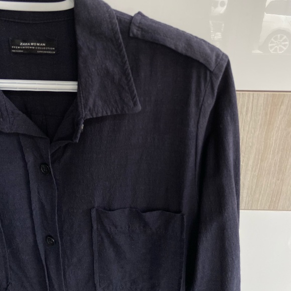 Navy Zara Shirt Dress - Picture 2 of 5